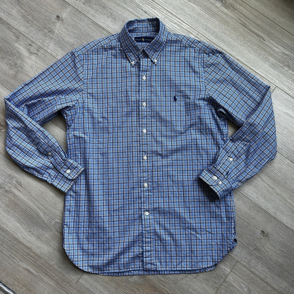 Polo Ralph Lauren Classic Fit Dress Shirt 15.5 32/33 Graph Check Blues & Navy - Picture 6 of 12